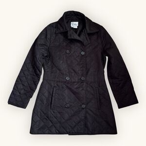 LILLY PULITZER Pea Coat Black Quilted Double Breasted Mid-Weight Womens Small